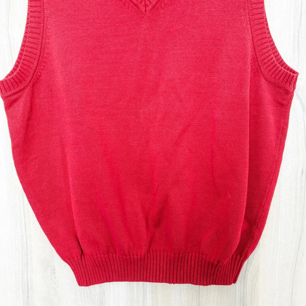 Ivy Crew Mens Sweater Vest Size L Red Classic‎ Preppy Heritage Academia Office